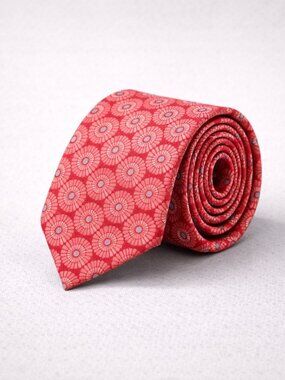 Ted Baker Jacquard Silk Floral Medallion Tie Coral Pink Designer Necktie Spring